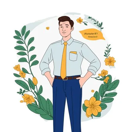 Man In Formal Attire Surrounded By Flowers  AI Image