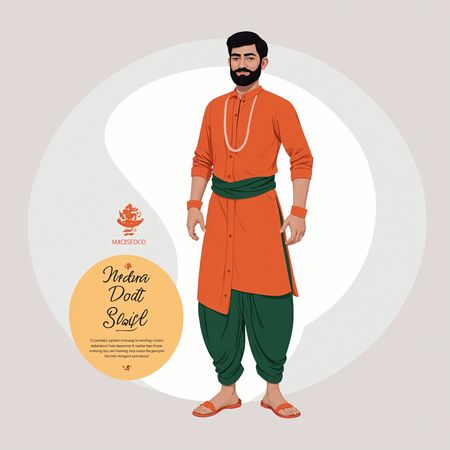 伝統的なインドの衣装を着た男性  AI画像