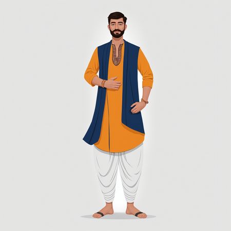 伝統的なインドの衣装を着た男性  AI画像