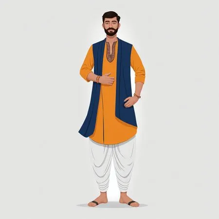 伝統的なインドの衣装を着た男性  AI画像