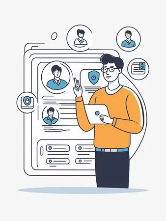 Man Interacting With A Digital Profile Interface  AI Image