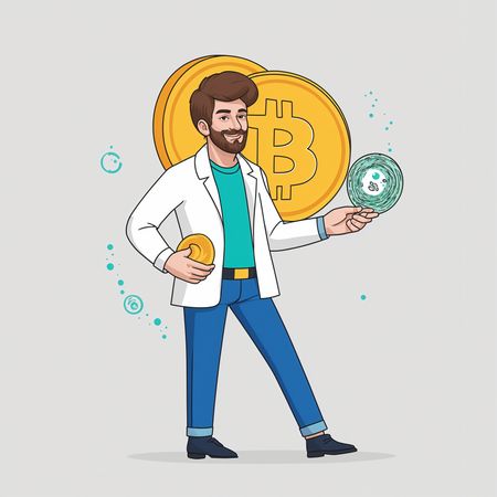 Man investing in bitcoin  AI Image