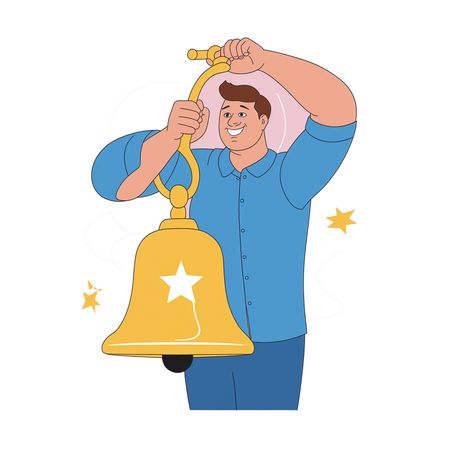 Man Joyfully Ringing Bell  AI Image