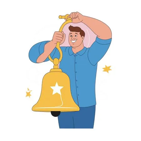 Man Joyfully Ringing Bell  AI Image