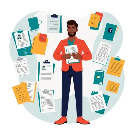 Man Managing Documents In Office Setting  AI Image
