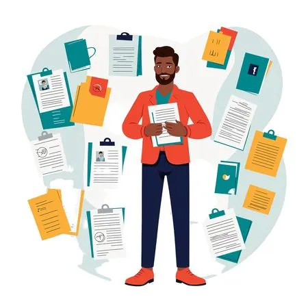 Man Managing Documents In Office Setting  AI Image