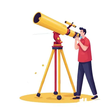 Man Observes Moon Through Telescope  AI Image
