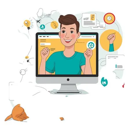 Man On A Computer Screen With Two Dogs  AI Image