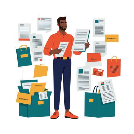 Man Organizing Documents In An Office Setting  AI Image
