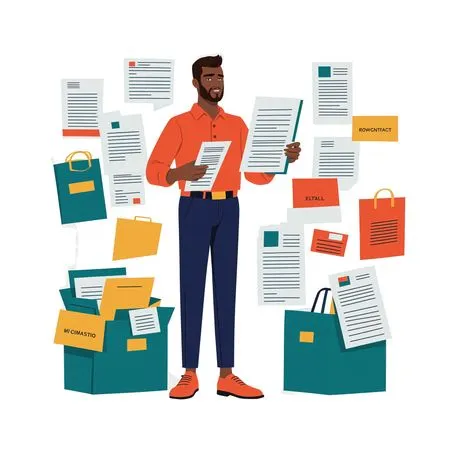 Man Organizing Documents In An Office Setting  AI Image