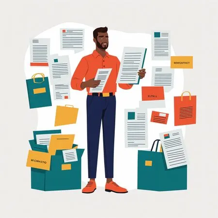 Man Organizing Documents In An Office Setting  AI Image