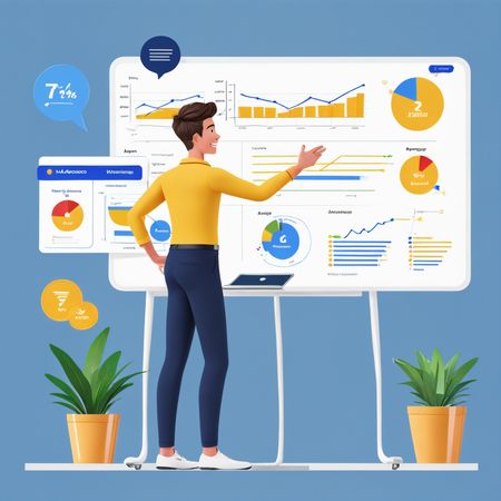 Man Presenting Data On Whiteboard  AI Image