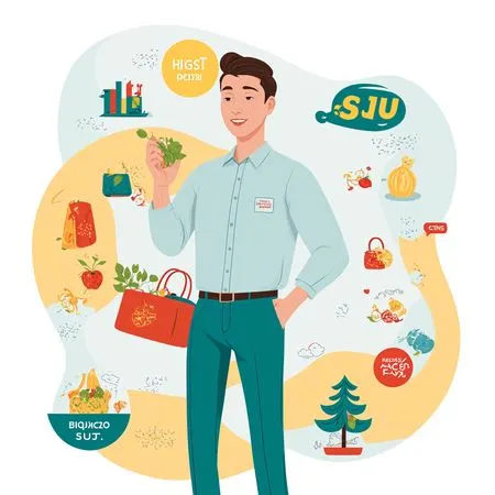 Man Promoting Healthy Eating And Shopping  AI Image