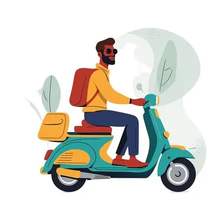 Man Riding Scooter  AI Image