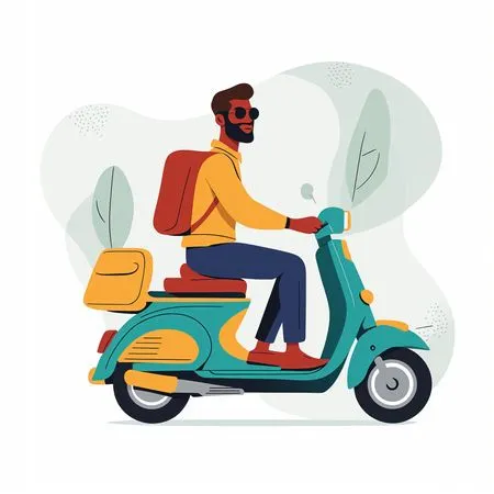 Man Riding Scooter  AI Image