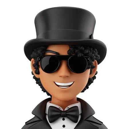 Man Wearing Top Hat And Sunglasses  AI Image