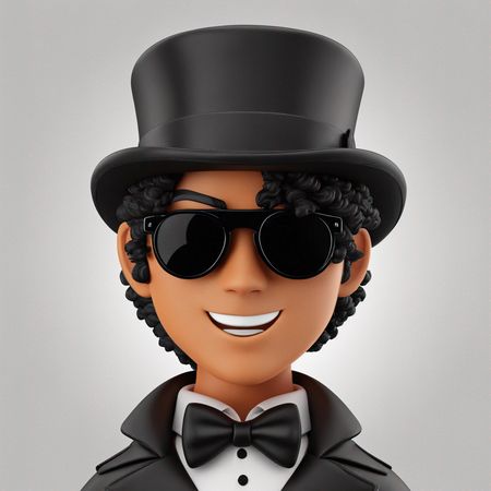 Man Wearing Top Hat And Sunglasses  AI Image