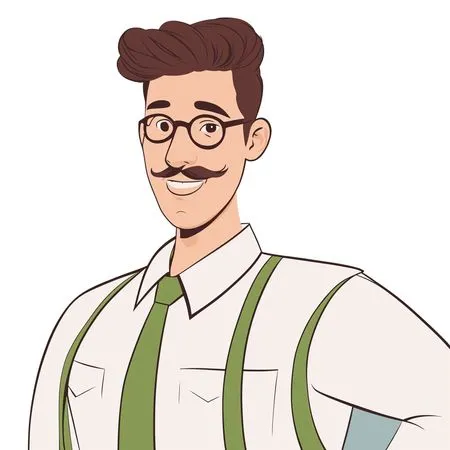 Man With Glasses And A Mustache  AI Image