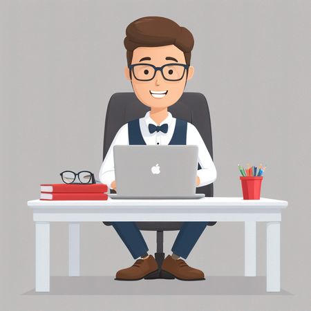 Man Working At Desk With Laptop  AI Image