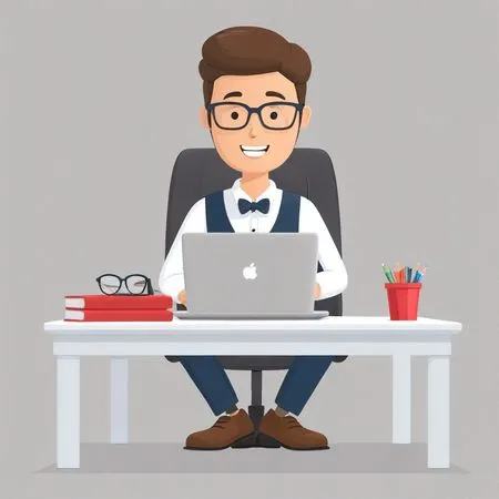 Man Working At Desk With Laptop  AI Image