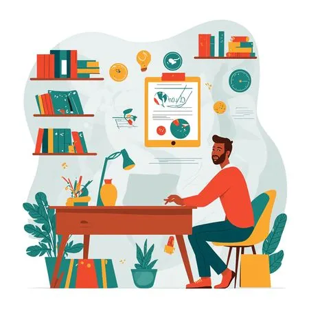 Man Working At Home Office Desk  AI Image