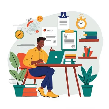 Man Working At Home Office Desk on Laptop  AI Image