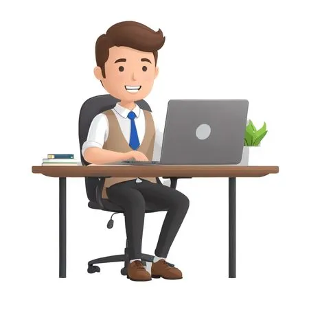 Man Working At Office Desk  AI Image