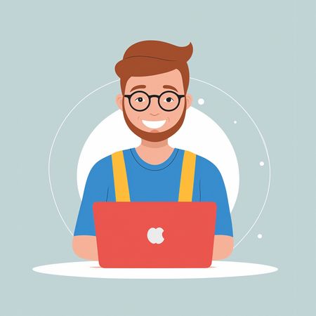 Man Working On Laptop  AI Image