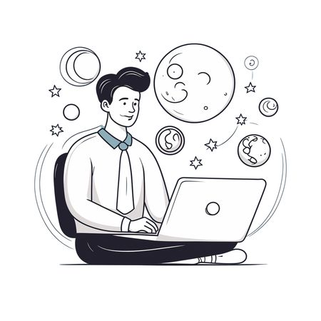 Man Working On Laptop  AI Image