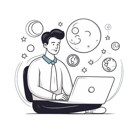 Man Working On Laptop  AI Image