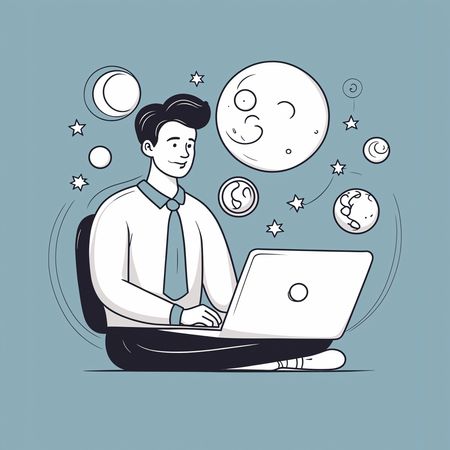 Mann arbeitet am Laptop  KI-Bild