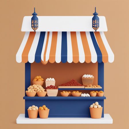 Market Stall With Nuts And Dried Fruits  AI Image