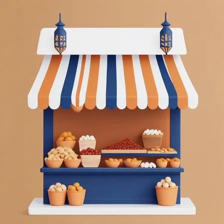 Market Stall With Nuts And Dried Fruits  AI Image
