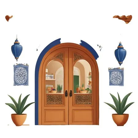 Mediterranean style Ornate Doorway With Blue Accents  AI Image
