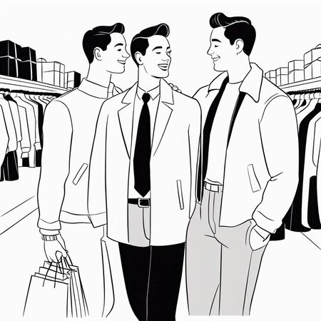 お店でファッションを買い物する男性  AI画像