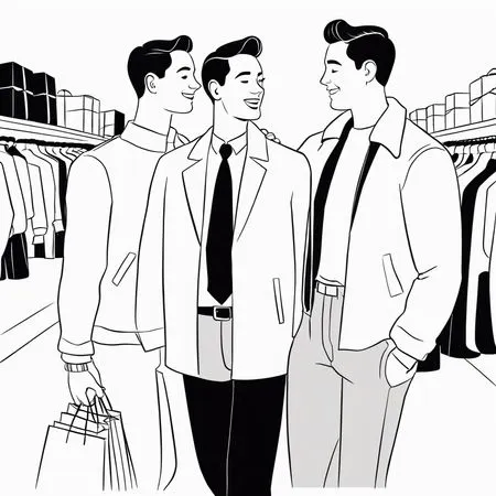 お店でファッションを買い物する男性  AI画像