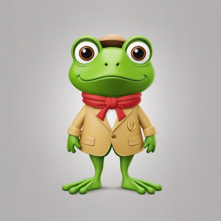 Grenouille anthropomorphe mignonne en veste et chapeau  Image IA