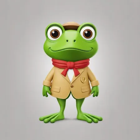 Grenouille anthropomorphe mignonne en veste et chapeau  Image IA