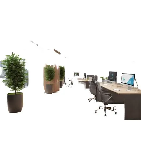 Modern Office Space With Natural Light And Greenery  AI Image