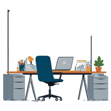 Modern Office Workspace With A City View  AI Image