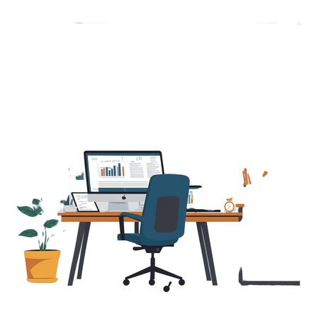 Modern Office Workspace With City View  AI Image