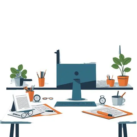 Modern Office Workspace With City View  AI Image