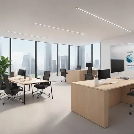 Modern Open-plan Office With City Views  AI Image