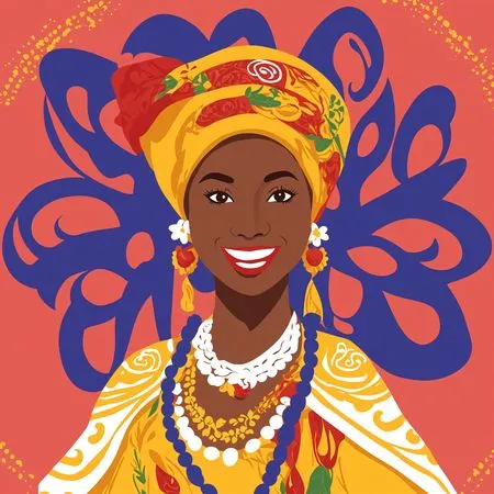 Mujer africana con atuendo tradicional y pañuelo en la cabeza  Imagen AI