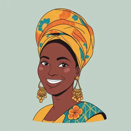 Mujer africana con atuendo tradicional y pañuelo en la cabeza  Imagen AI