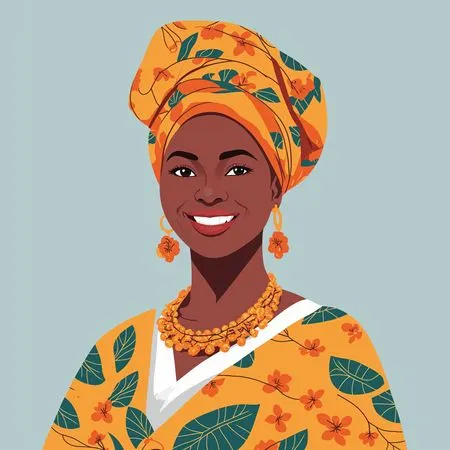 Mujer africana con atuendo tradicional y pañuelo en la cabeza  Imagen AI