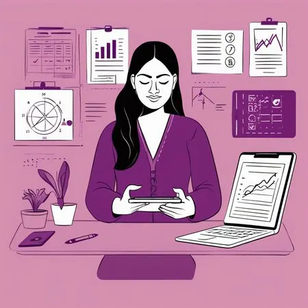 Mujer analizando datos en una tableta en un entorno de oficina  Imagen AI