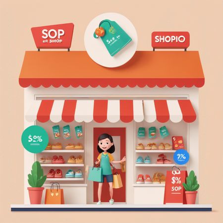 Mujer comprando en una tienda con descuentos  Imagen AI
