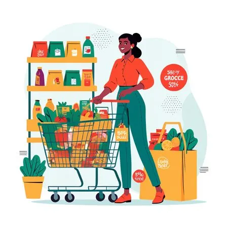 Mujer de compras en el supermercado  Imagen AI