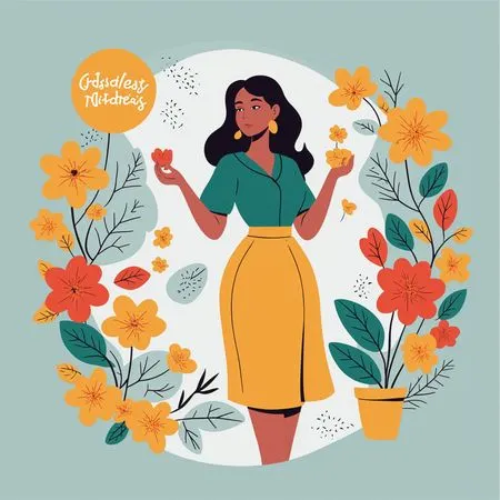 Mujer entre flores de colores  Imagen AI